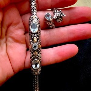 ATI Artisan Butterfly Bypass Ring  Blue Topaz Sterling Silver ring and bracelet